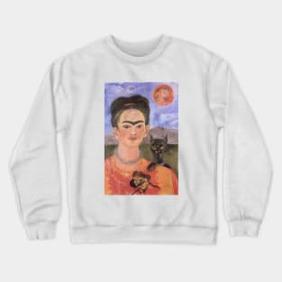 Self Portrait with a Portrait of Diego on the Breast and Maria Between the Eyebrows  by Frida Kahlo Crewneck Sweatshirt